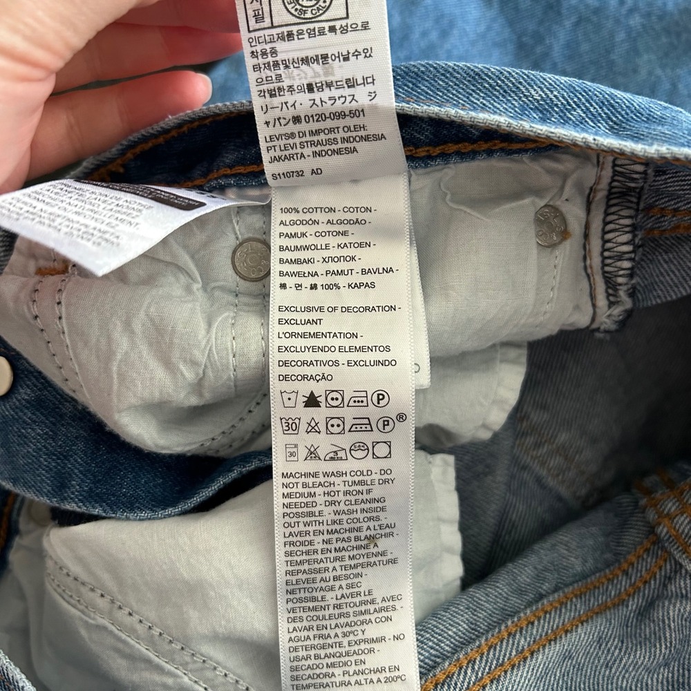 Levi's Premium Wedgie Straight Jeans Blue 27 Distressed High Rise Button Fly - Picture 6 of 7